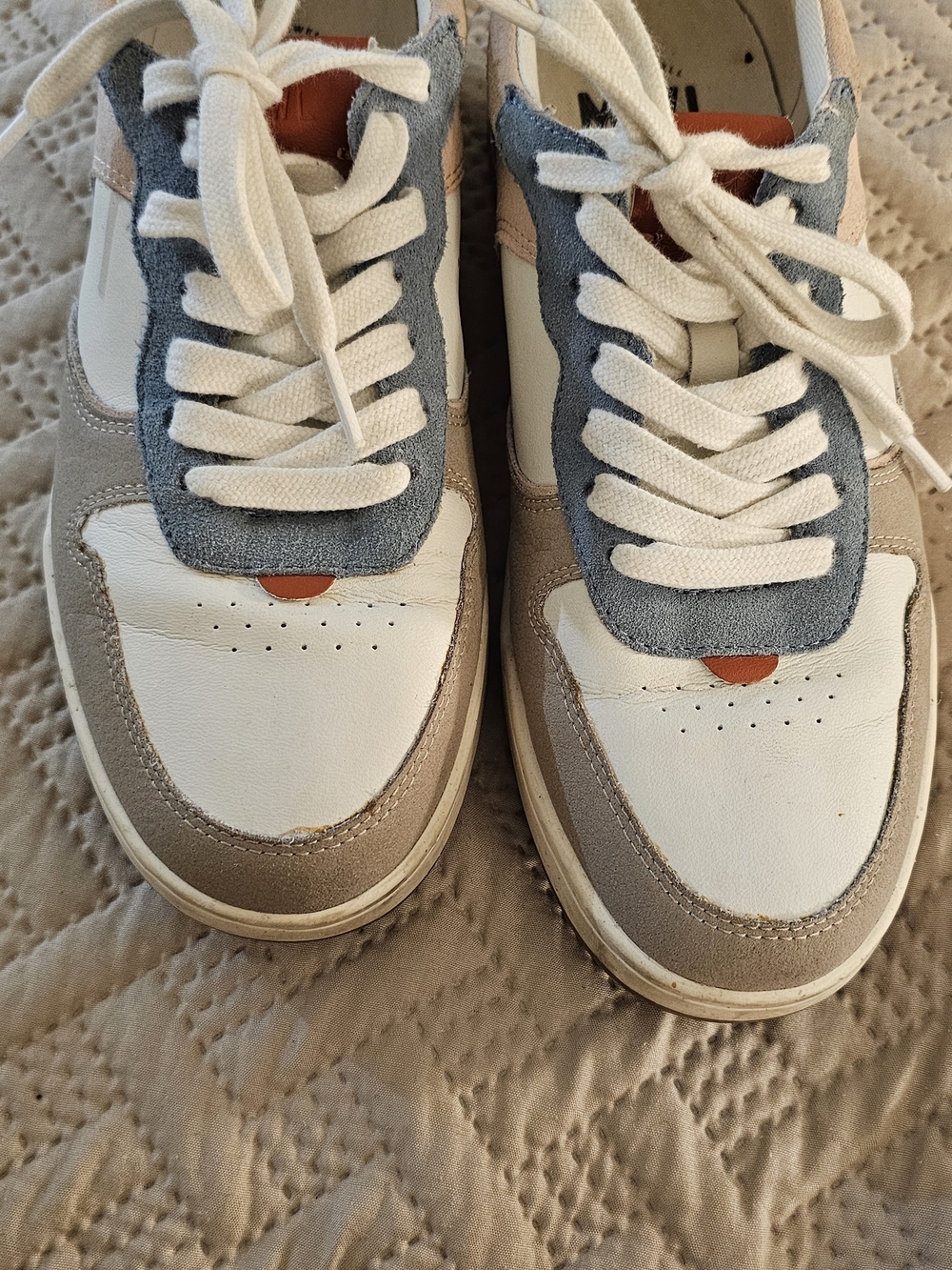 Madewell White, Gray, Blue & Tan Leather Sneakers